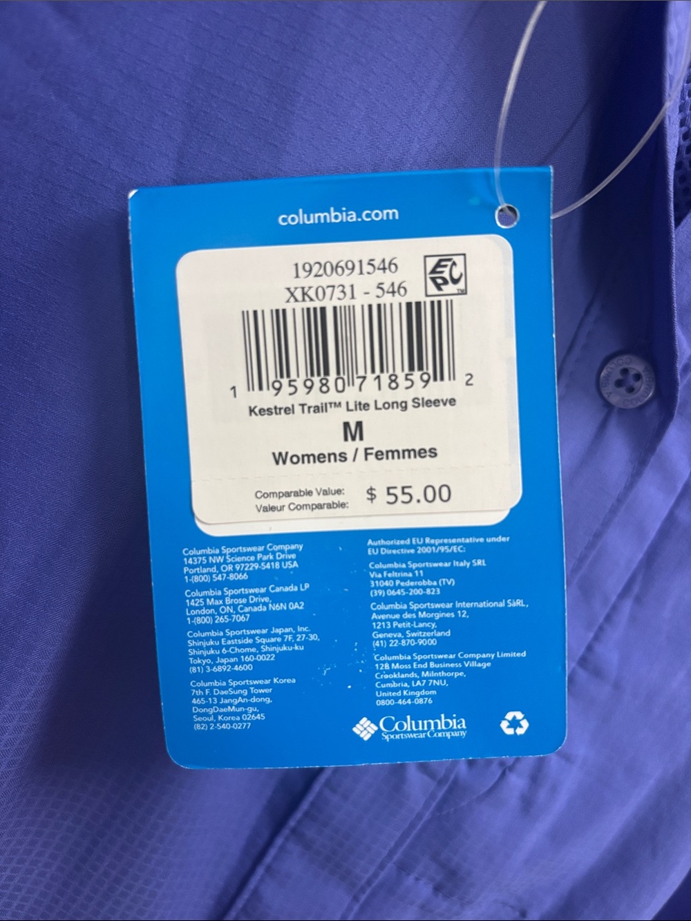NWT Columbia Women’s Kestrel Trail Light Long Sleeve Button-Down - M - Purple - Picture 2 of 6